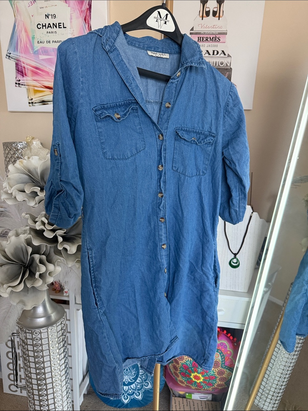 Speed Limit 98 Blue Denim Midi Shirt Dress